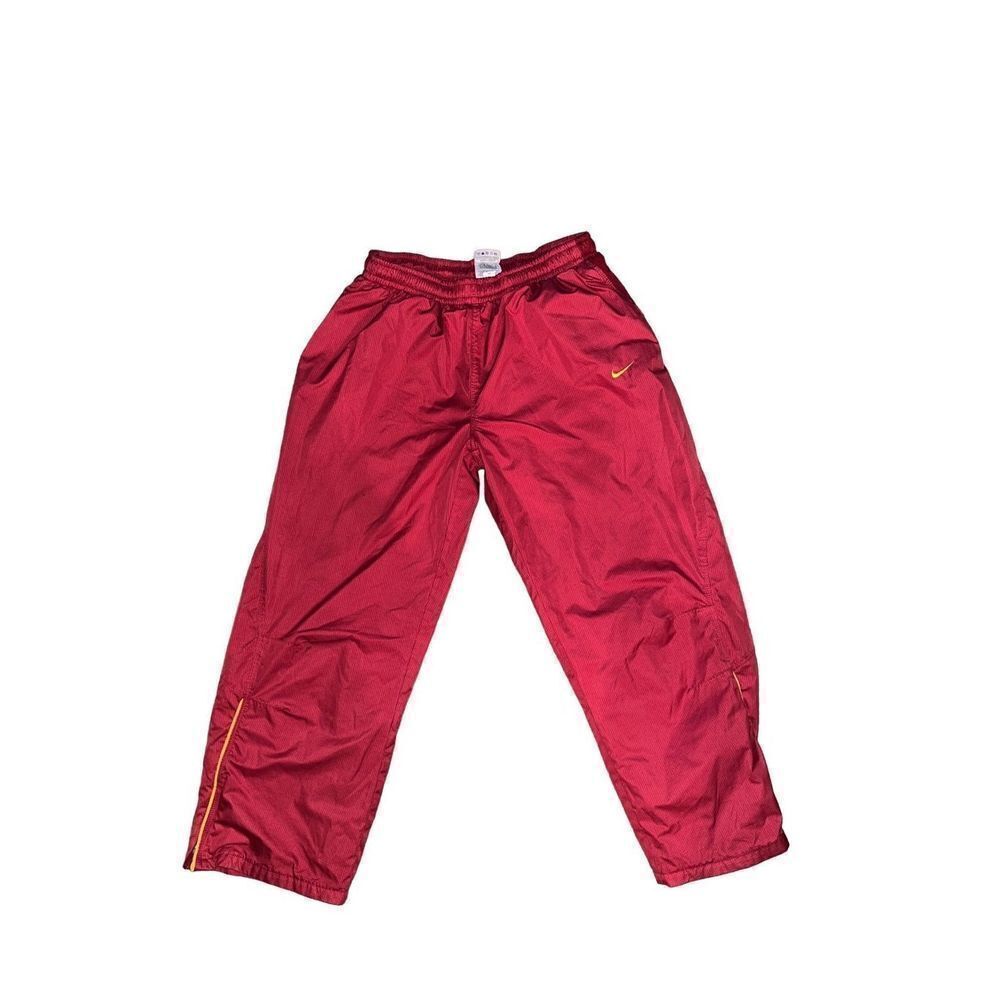 Nike Pants Mens Red Large Storm-Fit Wind Rain Pants Elastic Waist Zip Pocket Ank